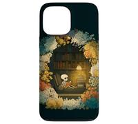 Skeleton Reading Nook Floral Librarian Bookshelf Cozy Flower Case for iPhone 13 Pro Max