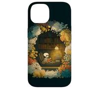 Skeleton Reading Nook Floral Librarian Bookshelf Cozy Flower Case for iPhone 14