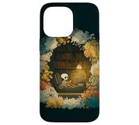 Skeleton Reading Nook Floral Librarian Bookshelf Cozy Flower Case for iPhone 14 Pro Max