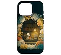 Skeleton Reading Nook Floral Librarian Bookshelf Cozy Flower Case for iPhone 16 Pro