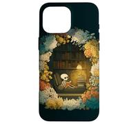 Skeleton Reading Nook Floral Librarian Bookshelf Cozy Flower Case for iPhone 16 Pro Max