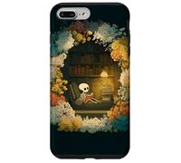 Skeleton Reading Nook Floral Librarian Bookshelf Cozy Flower Case for iPhone 7 Plus/8 Plus