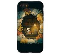 Skeleton Reading Nook Floral Librarian Bookshelf Cozy Flower Case for iPhone SE (2020) / 7/8