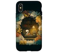 Skeleton Reading Nook Floral Librarian Bookshelf Cozy Flower Case for iPhone X/XS
