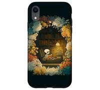 Skeleton Reading Nook Floral Librarian Bookshelf Cozy Flower Case for iPhone XR