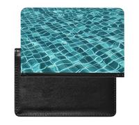 Skeleton Reading Passport Holder Slim Travel Wallet RFID Blocking Card Case Cover Passport Cover Protector Essentials with Credit Card Slots for Women/Men, Swimming pool water, One Size, Modern