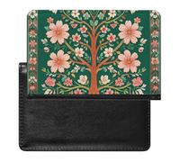 Skeleton Reading Passport Holder Slim Travel Wallet RFID Blocking Card Case Cover Passport Cover Protector Essentials with Credit Card Slots for Women/Men, Green Tree of Life, One Size, Modern