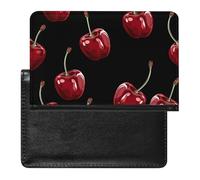 Skeleton Reading Passport Holder Slim Travel Wallet RFID Blocking Card Case Cover Passport Cover Protector Essentials with Credit Card Slots for Women/Men, Cherry Cartoon Pattern, One Size, Modern