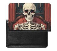 Skeleton Reading Passport Holder Slim Travel Wallet RFID Blocking Card Case Cover Passport Cover Protector Essentials with Credit Card Slots for Women/Men, Skeleton Reading, One Size, Modern