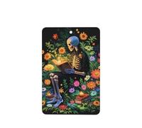 Skeleton Reading With Flowers Car Air Fresheners 4 Pcs Hanging Scented Cards Fragrance Scented Cards For Car Aromatherapy Tablets