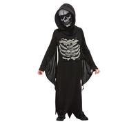 Skeleton Reaper Fancy Dress Costume Kids Unisex Medium - Age 7-9
