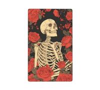 Skeleton Red Roses Retro Single Toggle Blank Wall Plate Light Switch Cover Decorative 1 Gang for Kitchen Room Bathroom Size 11.4x7cm