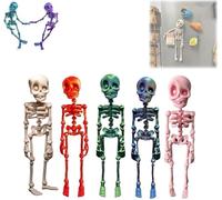 Skeleton Refrigerator Magnets, 3D Printed Funny Skeleton Fridge Magnets, Poseable Skull Fridge Magnets with Movable Joints, Skull Magnetic Decor for Halloween Refrigerator Locker
