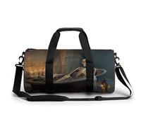 Skeleton Relaxing in an Bathtub Fantasy Travel Gym Bag for Women Men Cylindrical Duffle Bag Sport Workout Bag with Shoulder Strap
