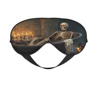 Skeleton Relaxing in an BathtubSleep Mask Eye Mask with Adjustable Strap, Eye Sleep Shade Cover Blocks Light for Women Men Airplane Travel Nap Meditation