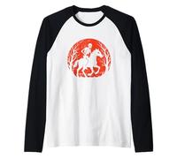 Skeleton Rider Halloween Moon Raglan Baseball Tee