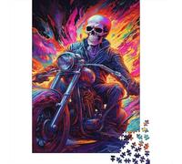 Skeleton Rider Jigsaw Puzzle 1000 Piece Jigsaw Puzzle for Adults Motorcycle Paper Puzzle Game Night Relaxation 52x38cm/1000pcs
