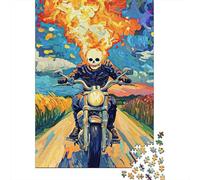 Skeleton Rider Motorcycle 1000 Piece Jigsaw Puzzle Paper for Adults Night Scene Puzzle Game for Family 52x38cm/1000pcs