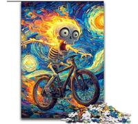 Skeleton Riding A Bicycle 1000 Pieces Jigsaw Puzzle for Adults& Teens, Learning Educational Toys Family Games with Matching Poster And Trivia Sheet (size 50x75cm)