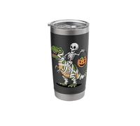 Skeleton Riding Dinosaur T Rex Funny Kids Boys Halloween Stainless Steel Insulated Tumbler