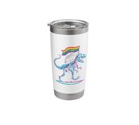 Skeleton Riding Dinosaur T Rex Halloween Glow Vibe Design Stainless Steel Insulated Tumbler