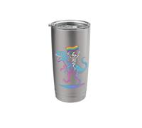 Skeleton Riding Dinosaur T Rex Halloween Glow Vibe Design Stainless Steel Insulated Tumbler