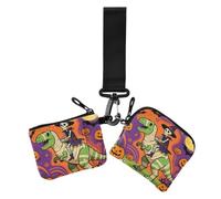 Skeleton Riding Mummy Dinosaur Funny Pumpkin T Rex Halloween Women's Coin