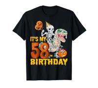 Skeleton Riding Mummy Dinosaur T rex Funny 58th Birthday Tee T-Shirt