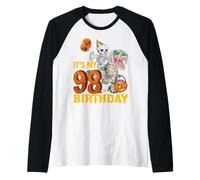 Skeleton Riding Mummy Dinosaur T rex Funny 98th Birthday Tee Raglan Baseball Tee