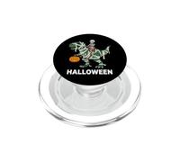 Skeleton Riding Mummy Dinosaur T Rex Halloween Funny Pumpkin PopSockets PopGrip for MagSafe