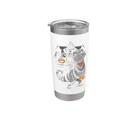 Skeleton Riding Mummy Dinosaur T Rex Halloween Funny Pumpkin Stainless Steel Insulated Tumbler