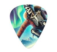 Skeleton-Riding-Snowboard 12 Pack Guitar Picks With 3 Thicknesses And Storage Box, Abs Plectrums For Electric Bass Guitar Players
