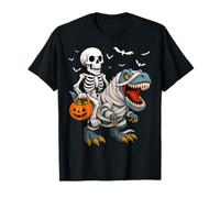 Skeleton Riding T Rex Dinosaur Jack O Lantern Halloween T-Shirt