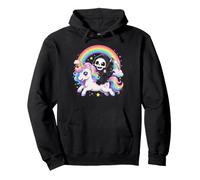 Skeleton Rinding Unicorn Rainbow Halloween Girls Pullover Hoodie