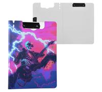 Skeleton Rock Band Clipboard a4 Clip Board Foldover Document Folder Files for Paperwork with Clips Lightweight Plastic