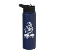 Skeleton Rock Drummer Playing Metal Music Punk Drum Player Stainless Steel Insulated Water Bottle