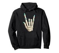 Skeleton Rock On Hand Sign Rock'n Roll Girls Punk Women Pullover Hoodie