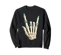Skeleton Rock On Hand Sign Rock'n Roll Girls Punk Women Sweatshirt
