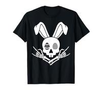 Skeleton Rocker Hand Bunny Rabbit Ears Happy Easter Season T-Shirt