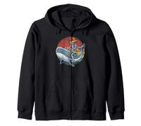 Skeleton Rodeo Whale Funny Halloween Skeleton Riding Whale Zip Hoodie