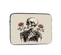 Skeleton Rose Flower Laptop Case 13 Inch ghosts Skull Laptop Bag for Women Men, Water-Resistant Business Computer Carrying Bag Shockproof Notebook Sleeve