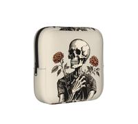 Skeleton Rose Flower Sanitary Napkin Storage Bag Period Pouch, Discreet Sanitary Towel Holder Ghosts Skull Portable Feminine Pad Organiser for Women, Teen Girls, Travel & School