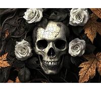 Skeleton Rose Puzzle - 1500 Piece Jigsaw Puzzles for Adults - The Back Features Printed Letter Guides - The Pieces fit Together Snugly - Wooden Puzzles for Adults - Gifts Man 34.3 X 22.4 Inch s7h-323
