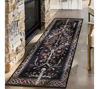 Skeleton Rose Runner Rug 160x230cm, Gothic Skull Candle Hallway Carpet | Dark Floral Bone Rug Non-Slip, Washable, Wear Resistant Long Floor Mat for Entryway Corridor Hallway Living Room Bedroom
