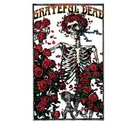 Skeleton & Rose Textile Poster Grateful Dead Red One Size