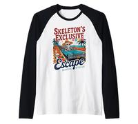 Skeleton’s Exclusive Escape - Funny Mexican Día de Muertos Raglan Baseball Tee