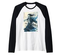 Skeleton Samurai Skull - Ukiyo-e Undead Warrior Raglan Baseball Tee
