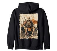 Skeleton Samurai Skull - Ukiyo-e Undead Warrior Zip Hoodie