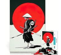 Skeleton Samurai with Red Sun Adults Puzzles 1000 Piece Jigsaws Strengthen Memory Quiet Calm Clean Edge Art Collectible 50x75cm