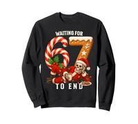 Skeleton Santa Claus Waiting Six Seven End Christmas Funny Sweatshirt